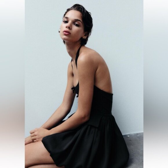 ZARA VOLUMINOUS HALTER NECK DRESS - Picture 1 of 7